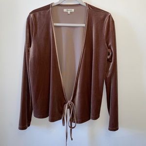 Madewell Velvety Open front Cardigan with bottom tie